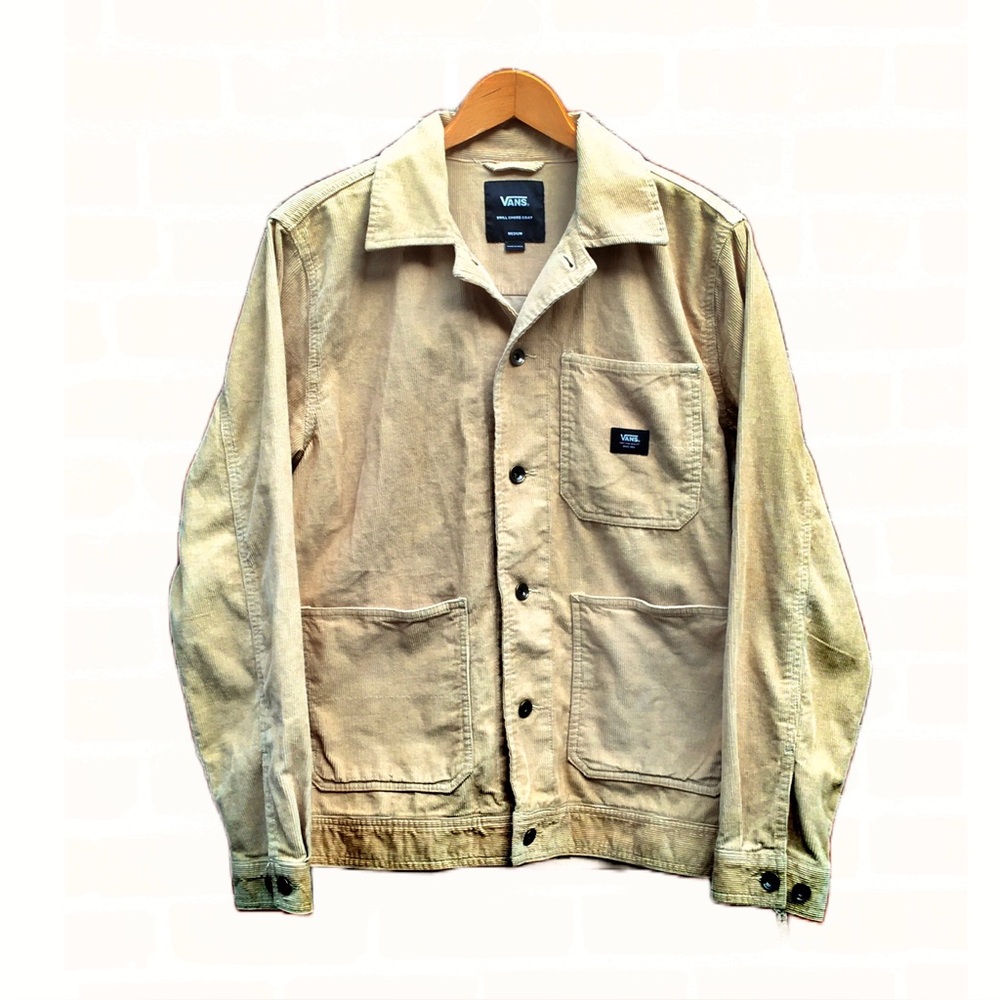 Vans Drill Chore Coat Jacket Shacket Tan Narrow Wale Corduroy Mens Size M Medium